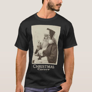 Vintage Funny Smoking Santa Claus Christmas Srit C T-Shirt