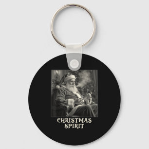 Vintage Funny Smoking Santa Claus Christmas Srit Key Ring
