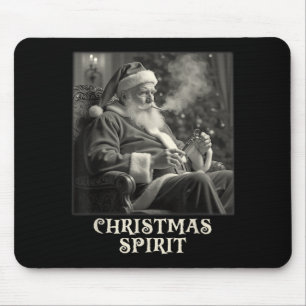 Vintage Funny Smoking Santa Claus Christmas Srit  Mouse Mat