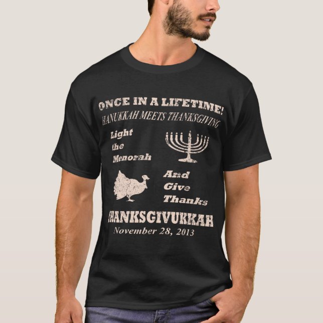 Vintage Funny Thanksgivukkah T-Shirt (Front)