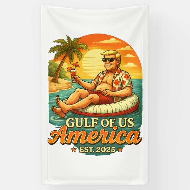 Vintage Funny Trump America's Gulf 2025 Banner (Vertical)