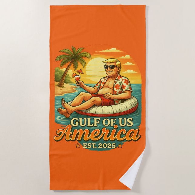 Vintage Funny Trump America's Gulf 2025 Beach Towel (Front)