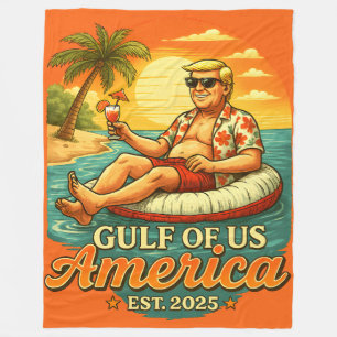 Vintage Funny Trump America's Gulf 2025 Fleece Blanket