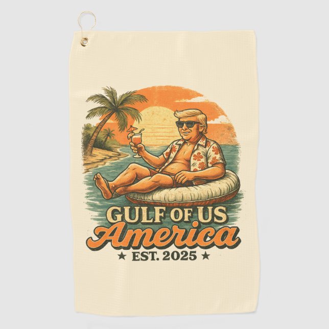 Vintage Funny Trump America's Gulf 2025 Golf Towel (Front)
