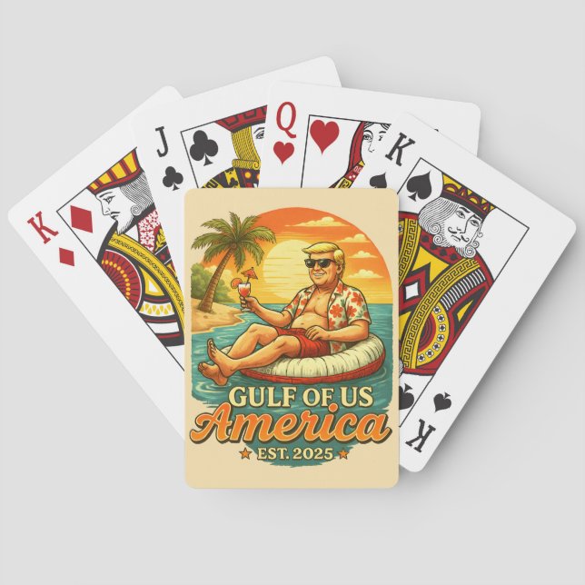 Vintage Funny Trump America's Gulf 2025 Playing Cards (Back)