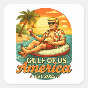 Vintage Funny Trump America's Gulf 2025 Square Sticker
