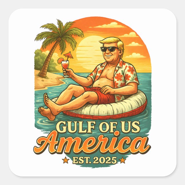 Vintage Funny Trump America's Gulf 2025 Square Sticker (Front)