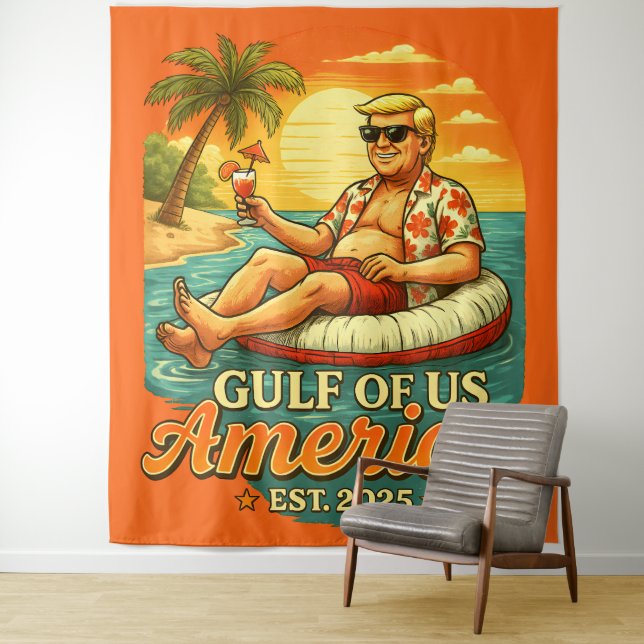 Vintage Funny Trump America's Gulf 2025 Tapestry (In Situ)