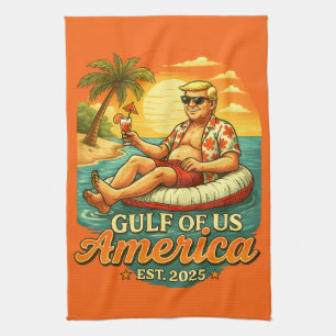Vintage Funny Trump America's Gulf 2025 Tea Towel