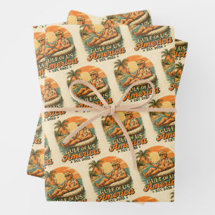 Vintage Funny Trump America's Gulf 2025 Wrapping Paper Sheet