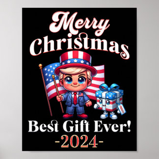Vintage Funny Trump Merry Christmas Best Present E Poster