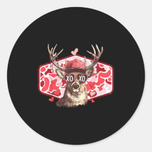 Vintage Funny Valentines Hunting Deer Camo Xoxo Cu Classic Round Sticker