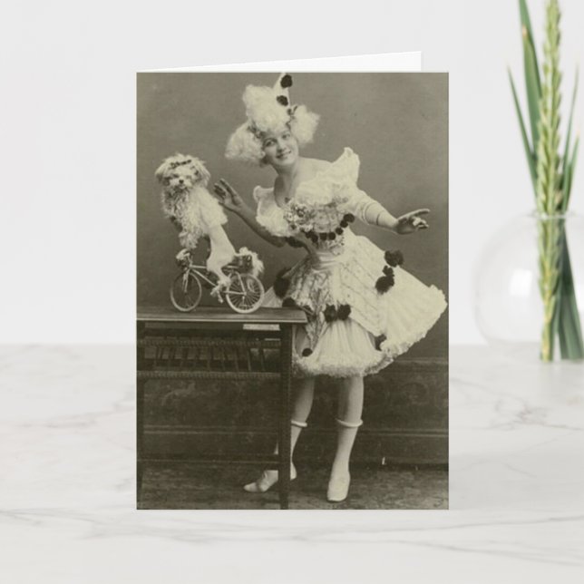 Vintage Funny Woman Dressed as Poodle Postcard (Front)