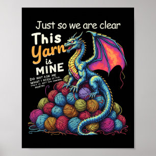 Vintage Funny Yarn Dragon Knitting & Crochet L Poster