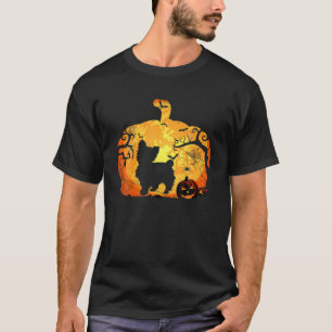 Vintage Funny Yorkie And Pumpkin Halloween For Men T-Shirt