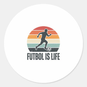 Vintage Futbol Is Life Soccer Player Shirt Design_ Classic Round Sticker