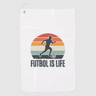 Vintage Futbol Is Life Soccer Player Shirt Design_ Golf Towel