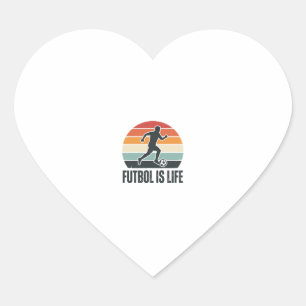 Vintage Futbol Is Life Soccer Player Shirt Design_ Heart Sticker