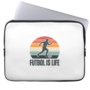 Vintage Futbol Is Life Soccer Player Shirt Design_ Laptop Sleeve