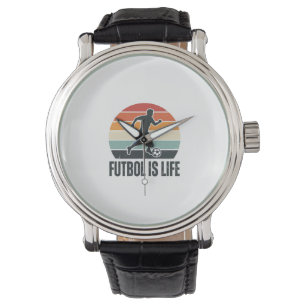 Vintage Futbol Is Life Soccer Player Shirt Design_ Watch