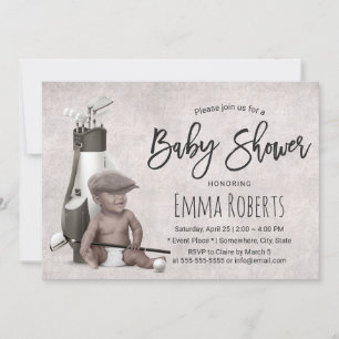 Vintage Future Golfer Black Boy Golf Baby Shower Invitation
