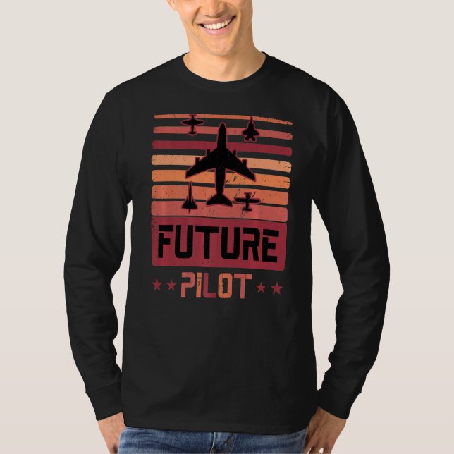 Vintage Future Pilot Student  Aviation Aeroplane T-Shirt (Front)