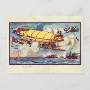 Vintage Futuristic Flying Machines Colour Art Postcard