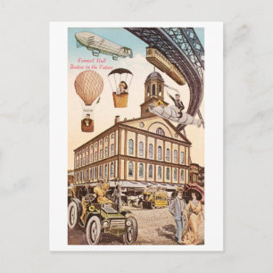 Vintage Futuristic View of Faneuil Hall, Boston Postcard