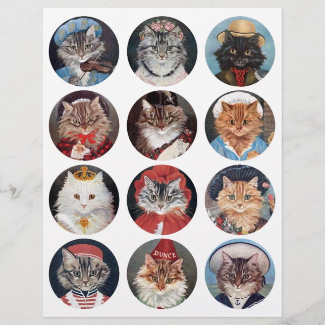 Vintage G.L. Barnes Anthropomorphic Cats Paintings (Front)