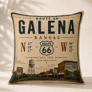 Vintage Galena Route 66 Home Decor Cushion