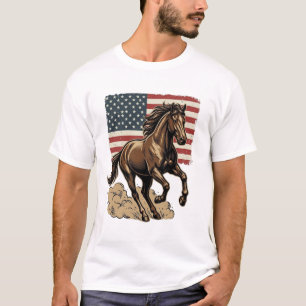 Vintage Galloping Horse American Flag Shirt Design