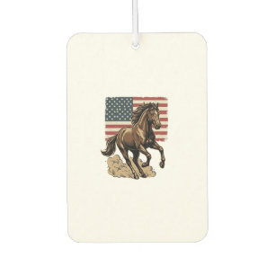 Vintage Galloping Horse American Flag Shirt Design Car Air Freshener