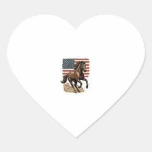 Vintage Galloping Horse American Flag Shirt Design Heart Sticker