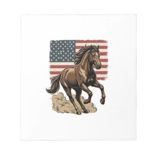 Vintage Galloping Horse American Flag Shirt Design Notepad