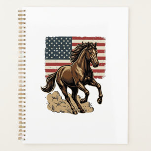 Vintage Galloping Horse American Flag Shirt Design Planner