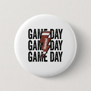 Vintage Game Day Footll Lightning Bolt Funny Team 6 Cm Round Badge