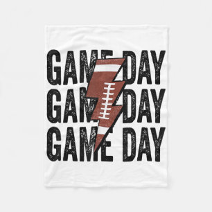 Vintage Game Day Footll Lightning Bolt Funny Team Fleece Blanket