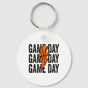 Vintage Game Day Sketll Lightning Bolt Funny Team Key Ring