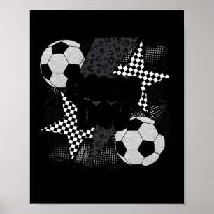 Vintage Game Day Soccer Lightning Bolt Funny Team Poster