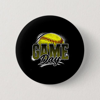 Vintage Game Day Softball Season Camouflage Team 6 Cm Round Badge