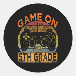 Vintage Game On 5th Grade Welcome Byck To School G Classic Round Sticker