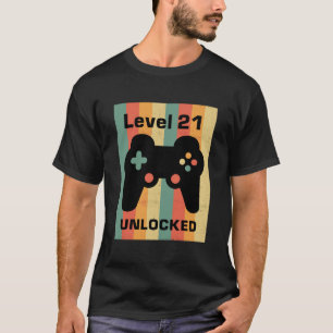 Vintage Gamepad Level 21 Unlocked 21St Birthday Gi T-Shirt