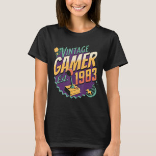 Vintage Gamer 1983 Old School Joystick Retro Gamin T-Shirt