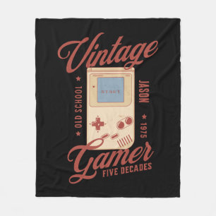 Vintage Gamer Personalises 50th Birthday Gift Fleece Blanket