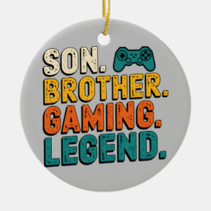 Vintage Gamer Son Brother Gaming Legend Boys Teens Ceramic Tree Decoration