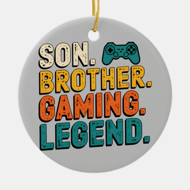 Vintage Gamer Son Brother Gaming Legend Boys Teens Ceramic Tree Decoration (Front)