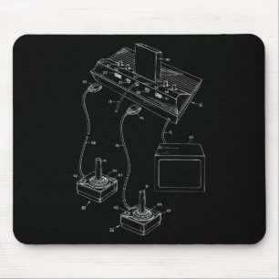 Vintage Gaming Diagram - Video Game Joystick Contr Mouse Mat