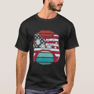 Vintage Gaming Joystick American Flag Us Flag Game T-Shirt