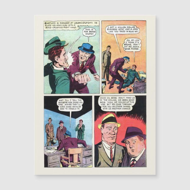 Vintage Gangster Comics Mob Boss Beats Up Henchman (Front)