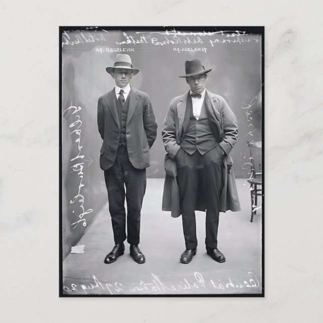 Vintage Gangster Criminal Police Mugshot Photo Postcard (Front)